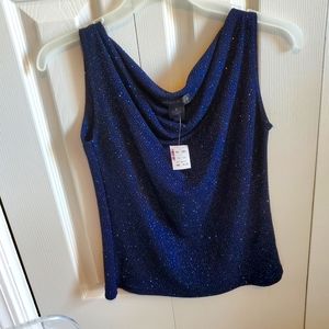 Scoop neck dark blue sparkle blouse